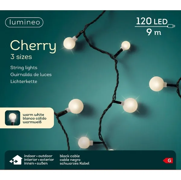 Lumineo LED Lichterkette Cherry 900 cm 120 LED Warmweiß