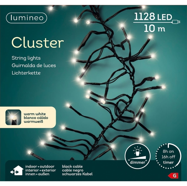 Lumineo LED Lichterkette Cluster 1.000 cm 1.128 Lichter warmweiß