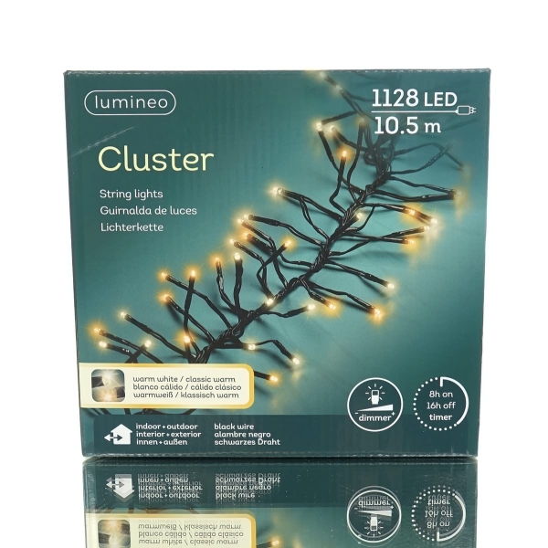 Lumineo LED Lichterkette Cluster Warmweiß / Klassisch Warm 1.128 LED 10,5 m