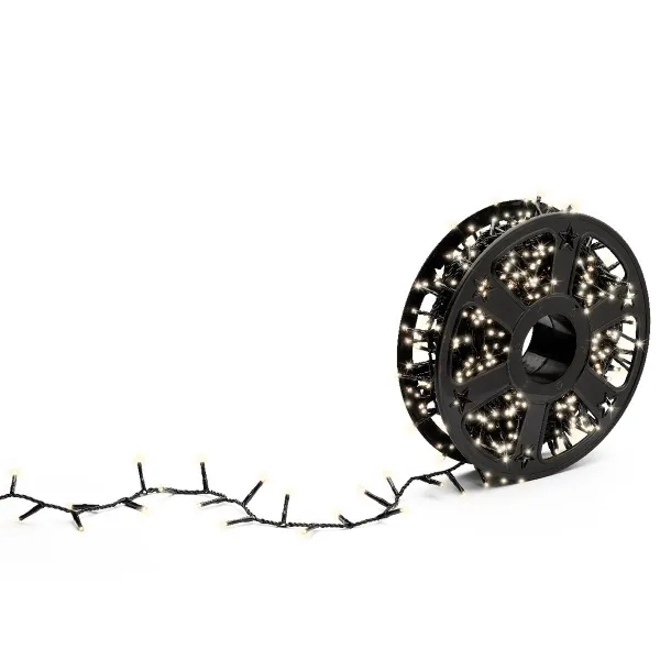 Lumineo LED Lichterkette Compact schwarz Doppeltimer 30 Meter 1000 Lichter - warmweiß