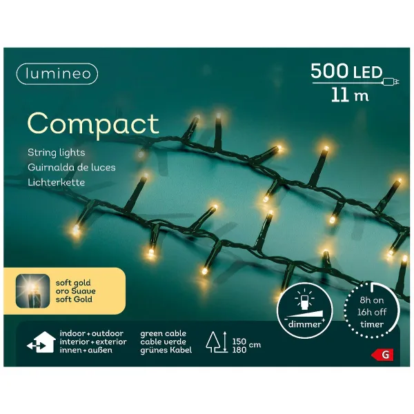 Lumineo LED Lichterkette Compact grün 11 Meter 500 Lichter - softgold Lumineo LED Lichterkette Compact grün 11 Meter 500 Lichter - softgold