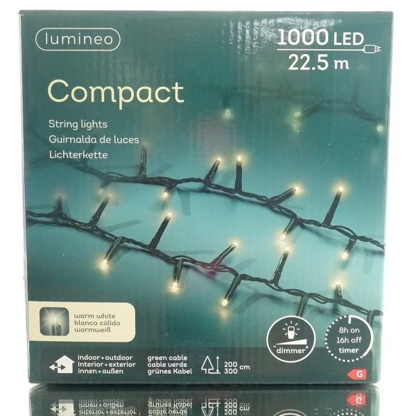 Lumineo LED Lichterkette Compact frün 22,5 Meter 1000 Lichter - warmweiß