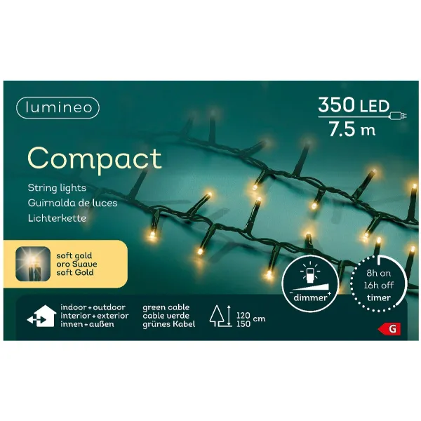 Lumineo LED Lichterkette Compact grün 7,5 Meter 350 Lichter - softgold Lumineo LED Lichterkette Compact grün 7,5 Meter 350 Lichter - softgold