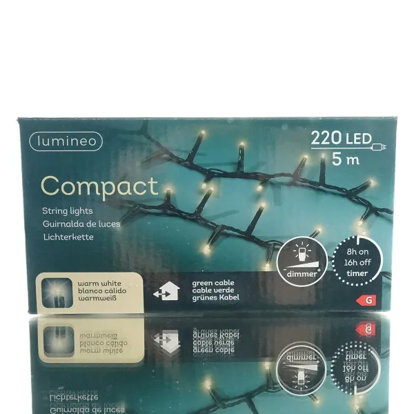 Lumineo LED Lichterkette Compact grün 5 Meter 220 Lichter - warmweiß