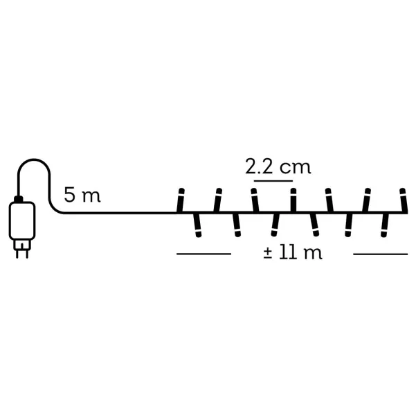 Lumineo LED Lichterkette Compact mit Funktionen 1.100 cm 500 Lichter - grün/klassisch warm