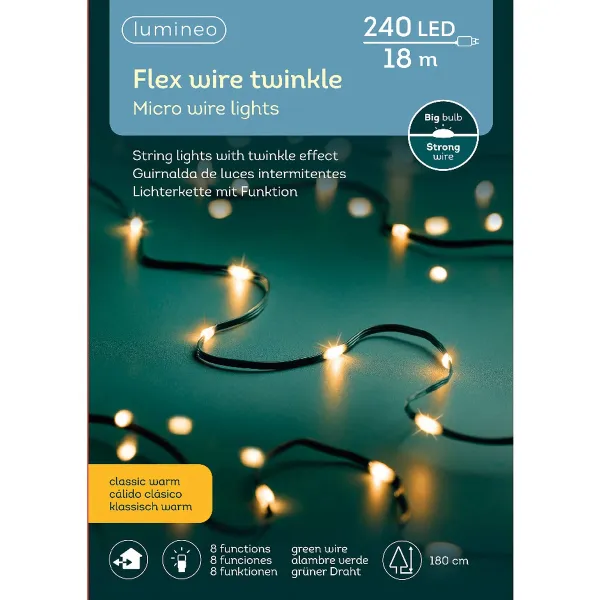 Lumineo LED Lichterkette Micro flex wire grün 18 Meter 240 Lichter - klassisch warm Lumineo LED Lichterkette Micro flex wire grün 18 Meter 240 Lichter - klassisch warm
