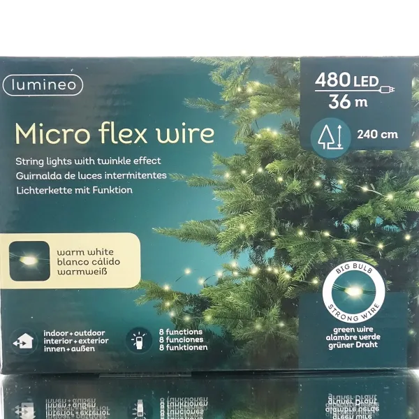 Lumineo LED Lichterkette Micro flex wire grün 36 Meter 480 Lichter - warmweiß Lumineo LED Lichterkette Micro flex wire grün 36 Meter 480 Lichter - warmweiß