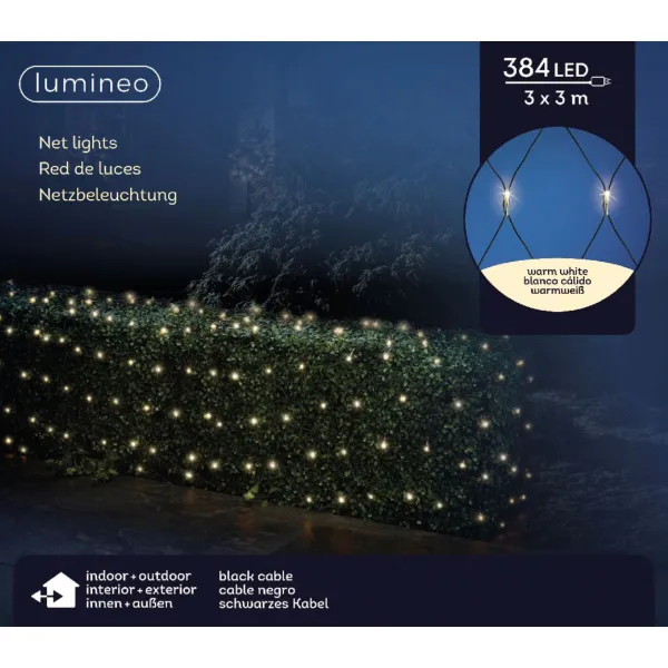 Lumineo LED Lichternetz schwarz 3 x 3 Meter 384 Lichter - warmweiß