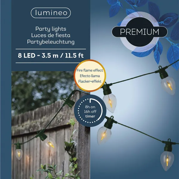 Lumineo LED Party Lichterkette Ø 4,7 cm 350 cm 8 Lichter- Outdoor
