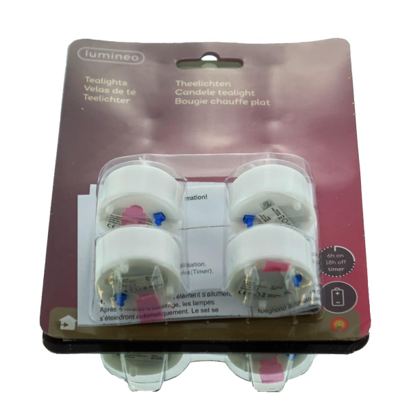 Lumineo LED Teelicht Timer Batterie 4s 3.8x3.8cm-1L flame