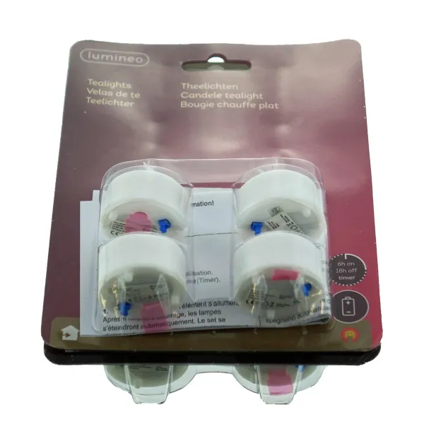 Lumineo LED Teelicht Timer Batterie 4s 3.8x3.8cm-1L flame