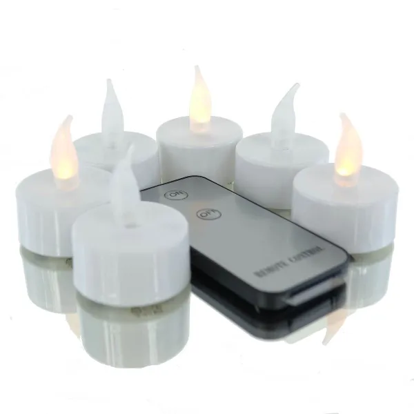 Lumineo LED Teelichter Weiß Ø 3,8 cm mit Fernbedienung - 6er Set