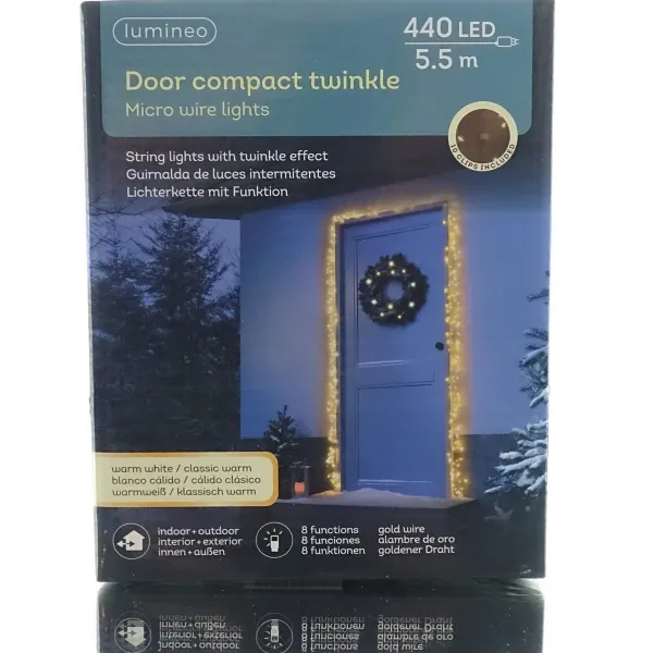 Lumineo LED Tür-Lichterkette Compact twinkle Micro wire gold 5,5 Meter 440 Lichter - warmweiß / klassisch warm