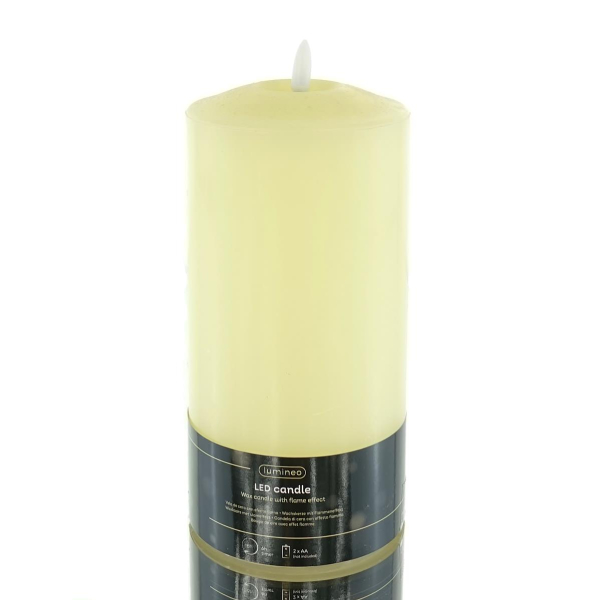 Lumineo LED Wachskerze Cremeweiß Ø 10  Höhe 22,5 cm - warmweiß