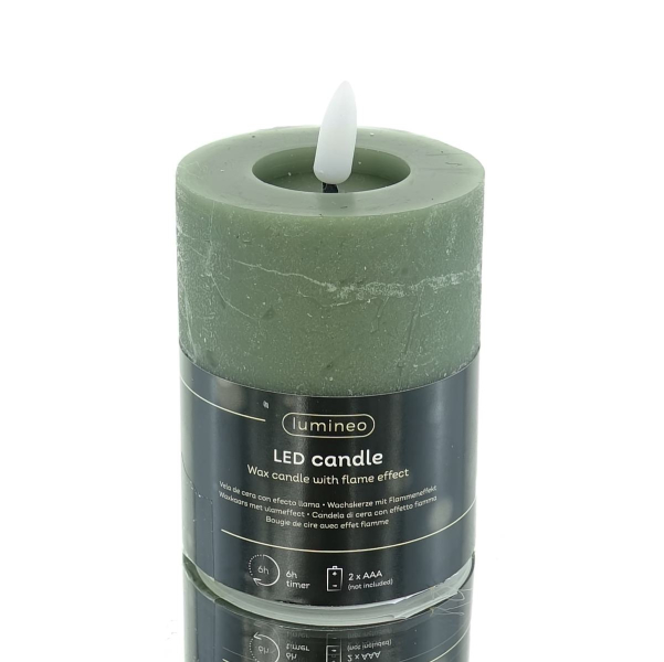Lumineo LED Wachskerze Green grün Ø 7 cm Höhe 11,2 cm - warmweiß
