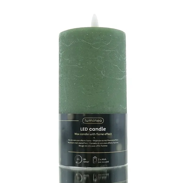 Lumineo LED Wachskerze Green grün Ø 7 cm Höhe 15 cm - warmweiß