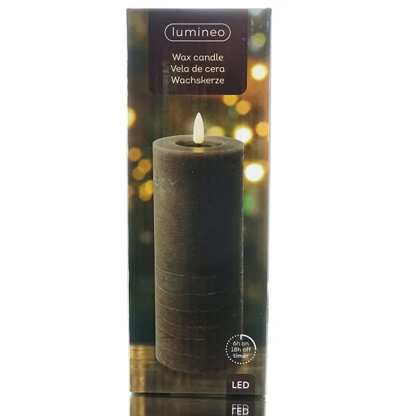 Lumineo LED Wachskerze Grey grau Ø 7 cm Höhe 19 cm - warmweiß Lumineo LED Wachskerze Grey grau Ø 7 cm Höhe 19 cm - warmweiß
