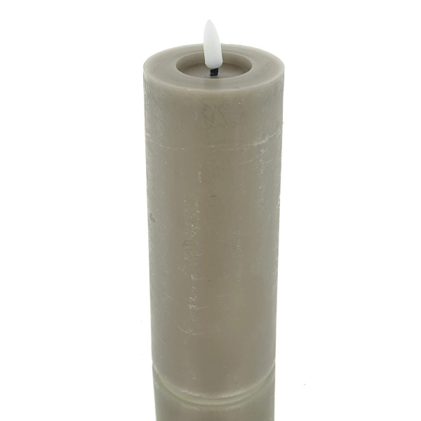 Lumineo LED Wachskerze Light Grey hellgrau Ø 7 cm Höhe 19 cm - warmweiß 