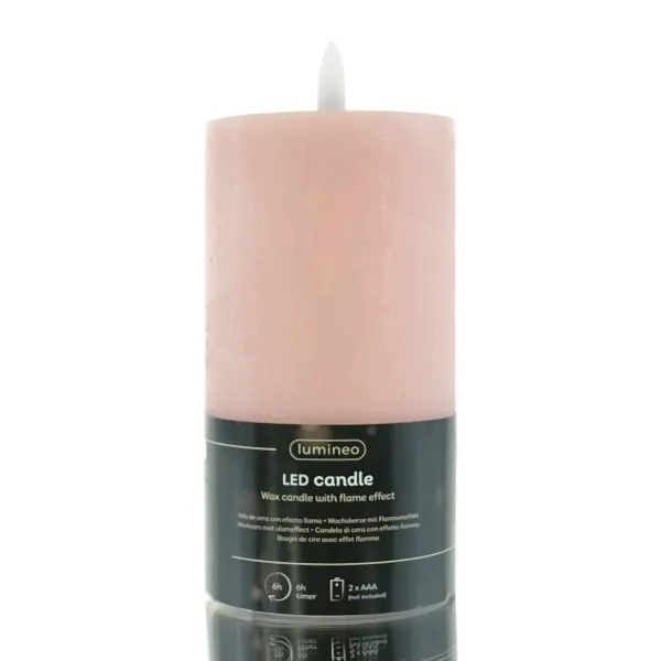 Lumineo LED Wachskerze Pink hellrosa Ø 7 cm Höhe 15 cm - warmweiß