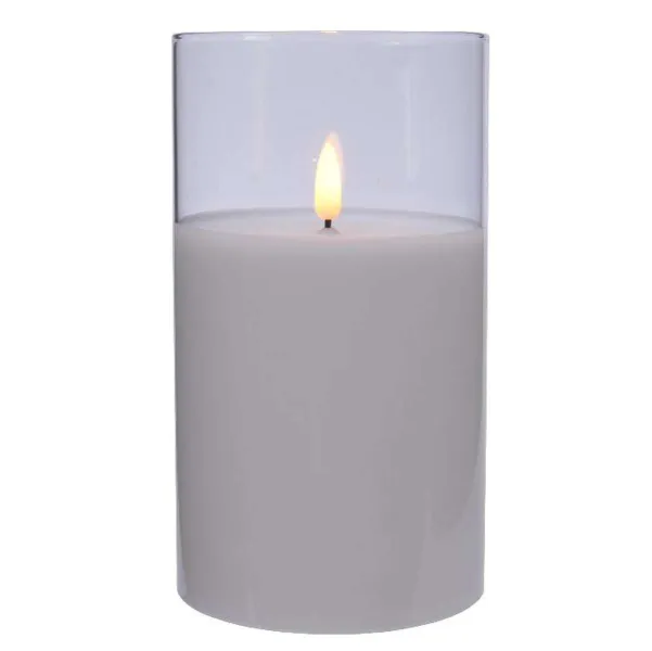 Lumineo LED Wachskerze Weiß im Glaszylinder Ø 10 Höhe 17,5 cm - warmweiß Lumineo LED Wachskerze Weiß im Glaszylinder Ø 10 Höhe 17,5 cm - warmweiß