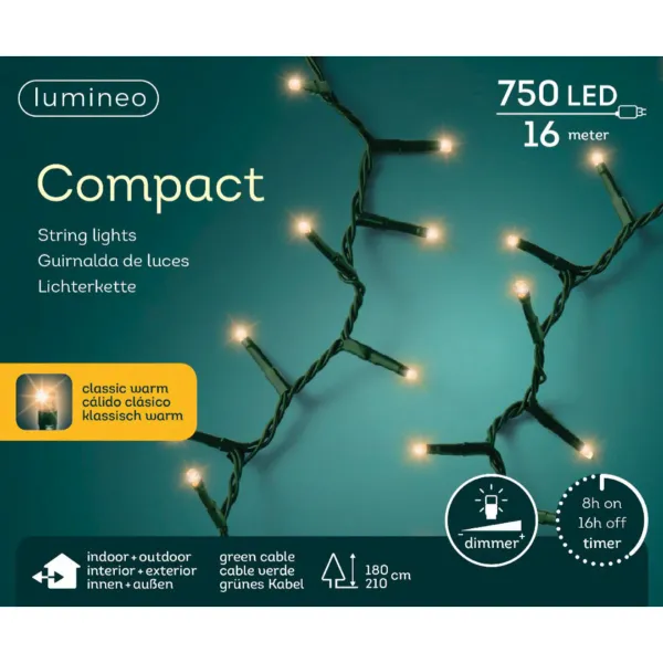 Lumineo Lichterkette Compact grün 16 Meter 750 Lichter - klassisch warm Lumineo Lichterkette Compact grün 16 Meter 750 Lichter - klassisch warm