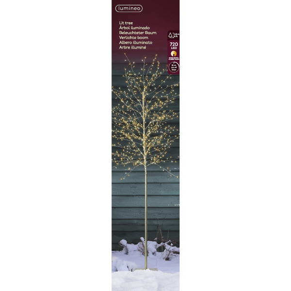 Lumineo Micro LED-Baum PVC/goldfarb. warmweiß & klass. warm Outdoor Ø 70 cm Höhe 180 cm