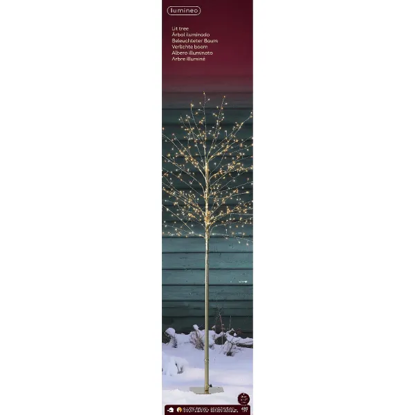 Lumineo Micro-LED Beleuchteter Baum Goldfarben Ø 60 cm Höhe 150 cm 480 Lichter - warmweiß / klassisch warm