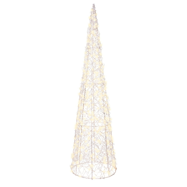 Lumineo Micro-LED Beleuchteter Kegel Silberfarben Ø 16 cm Höhe 60 cm 300 Lichter - warmweiß