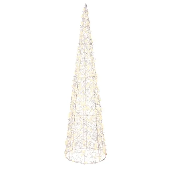 Lumineo Micro-LED Beleuchteter Kegel Silberfarben Ø 16 cm Höhe 60 cm 300 Lichter - warmweiß