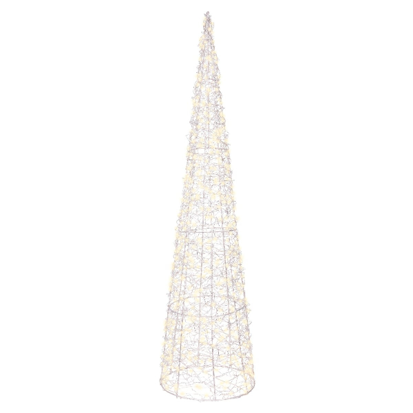 Lumineo Micro-LED Beleuchteter Kegel Silberfarben Ø 20 cm Höhe 80 cm 500 Lichter - warmweiß