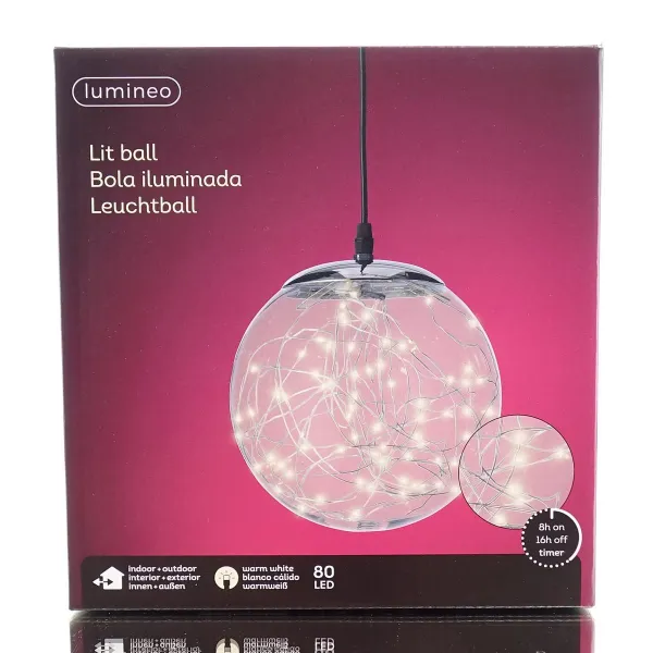 Lumineo Micro-LED Kugel Transparent Ø 20 cm 80 Lichter - warmweiß