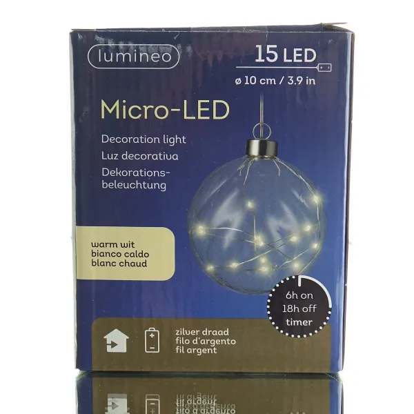 Lumineo Micro-LED Kugel transparent für den Innenbereich Ø 10 cm 15 Lichter - warmweiß Lumineo Micro-LED Kugel transparent für den Innenbereich Ø 10 cm 15 Lichter - warmweiß