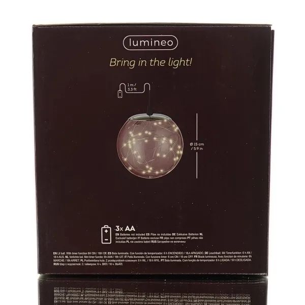 Lumineo Batterie Micro-LED Kugel Transparent Ø 15 cm 40 Lichter - warmweiß