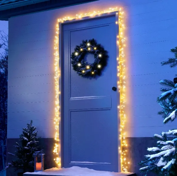 Lumineo LED Tür-Lichterkette Compact twinkle Micro wire gold 5,5 Meter 440 Lichter - warmweiß / klassisch warm