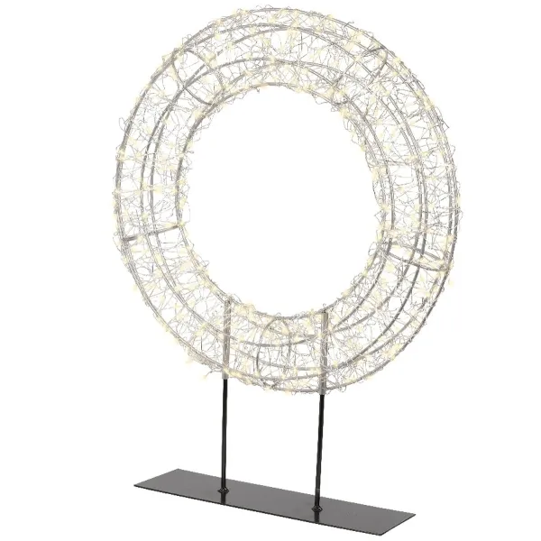 Lumineo Micro-LED Lichterkranz Silberfarben auf schwarzem Ständer Ø 38 cm Höhe 51 cm 500 Lichter - warmweiß