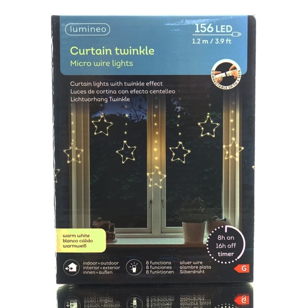 Lumineo Micro LED Lichtvorhang Twinkle Effekt 120 cm 156 Lichter warmweiß