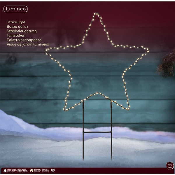 Lumineo Micro-LED Micro Stabbeleuchtung Stern Schwarz Ø 58 cm 180 Lichter - warmweiß