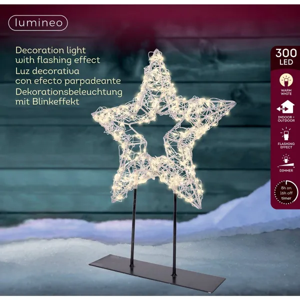Lumineo Micro LED Stern auf Metallfuß Outdoor 300 Lichter - silberfarben - warmweiß