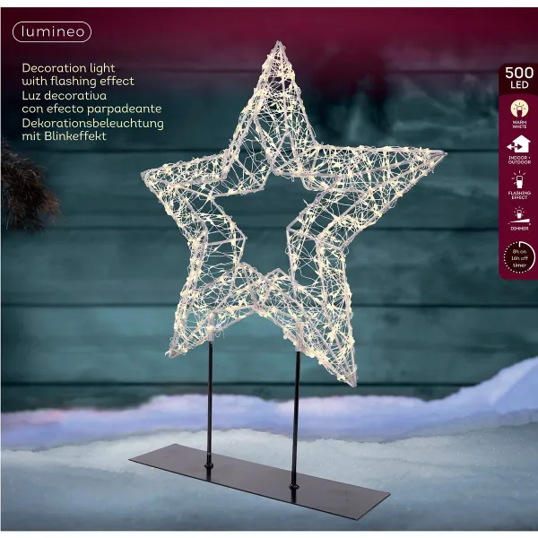 Lumineo Micro LED Stern auf Metallfuß Outdoor 500 Lichter- silberfarben - warmweiß Lumineo Micro LED Stern auf Metallfuß Outdoor 500 Lichter- silberfarben - warmweiß