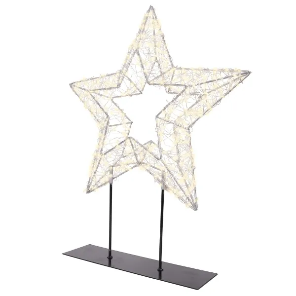 Lumineo Micro LED Stern auf Metallfuß Outdoor 500 Lichter- silberfarben - warmweiß