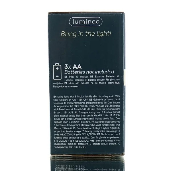 Lumineo Batterie Micro-LED Lichterkette silber 2,5 Meter 50 Lichter - warmweiß