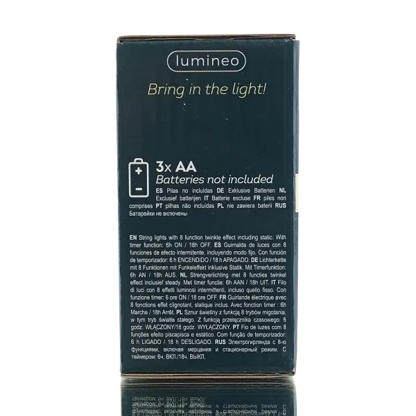 Lumineo Batterie Micro-LED Lichterkette Silberfarben 5 Meter 100 Lichter - warmweiß