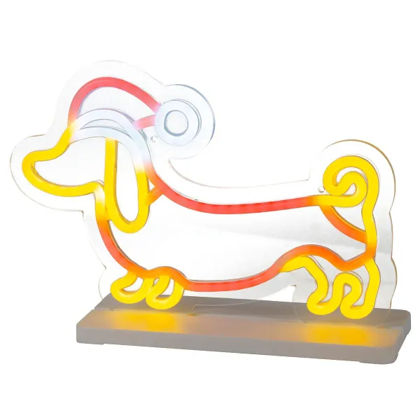 Lumineo Neon LED Szene Dackel Kunststoff Länge 10 cm Weite 30,5 cm Höhe 21 cm - bunt