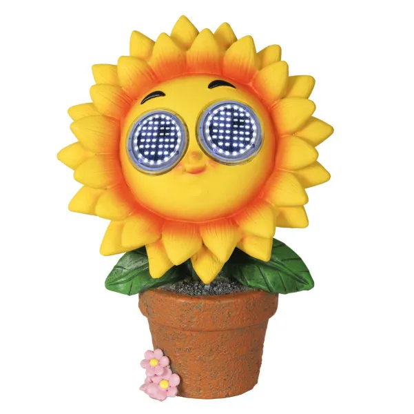 Lumineo Solar LED Figur Sonnenblume mit rollenden Augen 10,5 x 20 cm - Resin