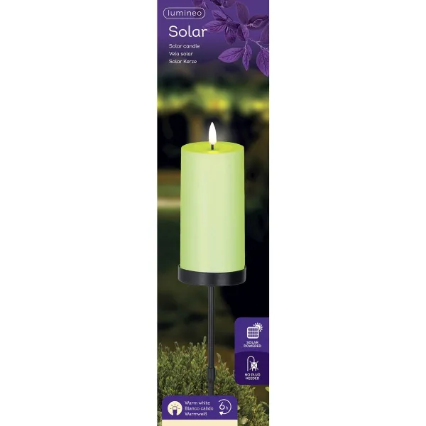 Lumineo Solar Kerze auf Stab grün Ø 7 cm H: 117 cm - Kunststoff - Eisen