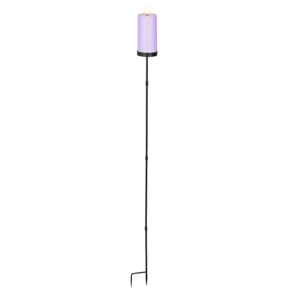 Lumineo Solar Kerze auf Stab lila Ø 7 cm H: 117 cm - Kunststoff - Eisen