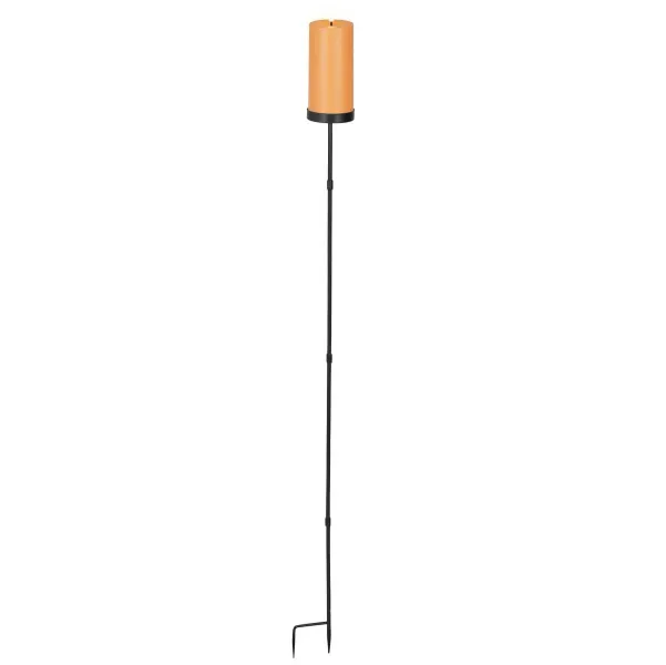 Lumineo Solar Kerze auf Stab orange Ø 7 cm H: 117 cm - Kunststoff - Eisen