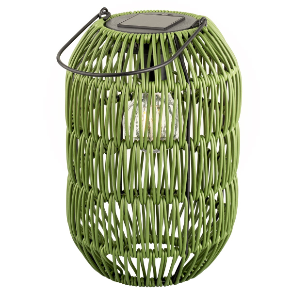 Lumineo Solar LED Laterne Grün in Flechtoptik Ø 16 cm Höhe 24,5 cm warmweiß - Metall & Kunststoff