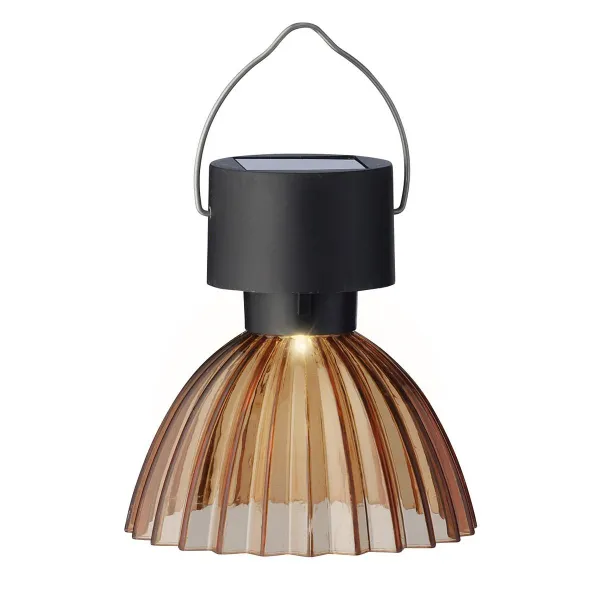 Lumineo Solar Laterne geriffelter Schirm Glockenform braun Ø 8 cm Höhe 10 cm - Kunststoff