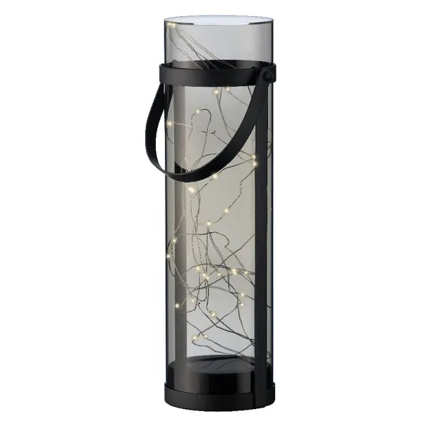 Lumineo Solar LED Laterne Schwarz & Rauchgrau Ø 10 cm Höhe 34 cm 40 Lichter Acryl - warmweiß Lumineo Solar LED Laterne Schwarz & Rauchgrau Ø 10 cm Höhe 34 cm 40 Lichter Acryl - warmweiß